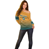 Custom Rugby Australia Off Shoulder Sweater Junior Wallabies Go Champions