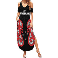 Custom Rugby New Zealand Family Matching Summer Maxi Dress and Hawaiian Shirt Baby Black Go Champions LT01 Mom's Dress Black - Polynesian Pride
