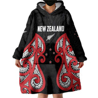 Custom Rugby New Zealand Wearable Blanket Hoodie Baby Black Go Champions LT01 - Polynesian Pride