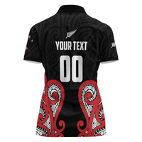 Custom Rugby New Zealand Women Polo Shirt Baby Black Go Champions LT01 - Polynesian Pride