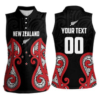 Custom Rugby New Zealand Women Sleeveless Polo Shirt Baby Black Go Champions LT01 - Polynesian Pride