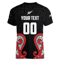 Custom Rugby New Zealand Women V-Neck T-Shirt Baby Black Go Champions LT01 - Polynesian Pride