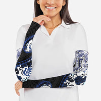 Monstera Plumeria Flowers Blue Arm Sleeves Polynesian Pattern