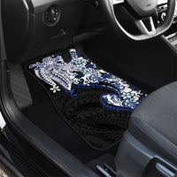Monstera Plumeria Flowers Blue Car Mats Polynesian Pattern