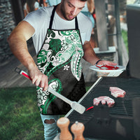 Monstera Plumeria Flowers Green Apron Polynesian Pattern