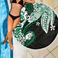 Monstera Plumeria Flowers Green Beach Blanket Polynesian Pattern