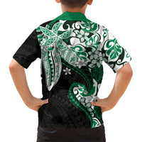 Monstera Plumeria Flowers Green Family Matching Puletasi and Hawaiian Shirt Polynesian Pattern LT01 - Polynesian Pride