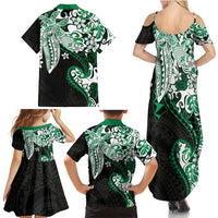 Monstera Plumeria Flowers Green Family Matching Summer Maxi Dress and Hawaiian Shirt Polynesian Pattern LT01 - Polynesian Pride