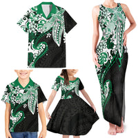 Monstera Plumeria Flowers Green Family Matching Tank Maxi Dress and Hawaiian Shirt Polynesian Pattern LT01 - Polynesian Pride