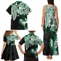 Monstera Plumeria Flowers Green Family Matching Tank Maxi Dress and Hawaiian Shirt Polynesian Pattern LT01 - Polynesian Pride