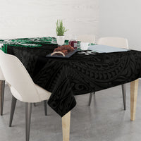 Monstera Plumeria Flowers Green Tablecloth Polynesian Pattern
