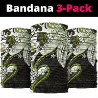 Monstera Plumeria Flowers Olive Green Neck Gaiter Polynesian Pattern
