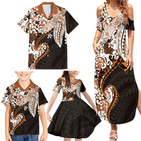 Monstera Plumeria Flowers Orange Family Matching Summer Maxi Dress and Hawaiian Shirt Polynesian Pattern LT01 - Polynesian Pride