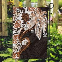Monstera Plumeria Flowers Orange Garden Flag Polynesian Pattern