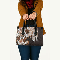 Monstera Plumeria Flowers Orange Leather Bag Polynesian Pattern