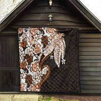 Monstera Plumeria Flowers Orange Quilt Polynesian Pattern