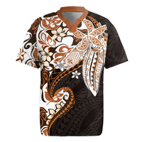 Monstera Plumeria Flowers Orange Rugby Jersey Polynesian Pattern