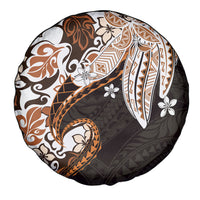 Monstera Plumeria Flowers Orange Spare Tire Cover Polynesian Pattern