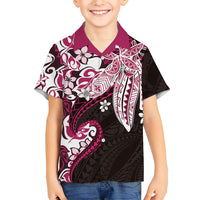 Monstera Plumeria Flowers Pink Family Matching Mermaid Dress and Hawaiian Shirt Polynesian Pattern LT01 Son's Shirt Pink - Polynesian Pride