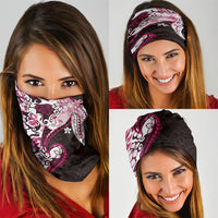 Monstera Plumeria Flowers Pink Neck Gaiter Polynesian Pattern