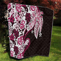 Monstera Plumeria Flowers Pink Quilt Polynesian Pattern