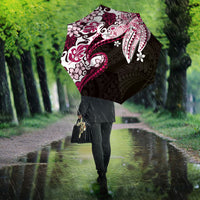 Monstera Plumeria Flowers Pink Umbrella Polynesian Pattern