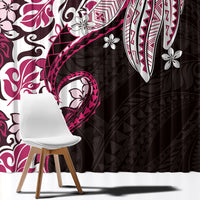 Monstera Plumeria Flowers Pink Window Curtain Polynesian Pattern