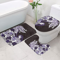 Monstera Plumeria Flowers Purple Bathroom Set Polynesian Pattern