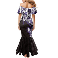 Monstera Plumeria Flowers Purple Family Matching Mermaid Dress and Hawaiian Shirt Polynesian Pattern LT01 - Polynesian Pride
