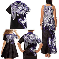 Monstera Plumeria Flowers Purple Family Matching Tank Maxi Dress and Hawaiian Shirt Polynesian Pattern LT01 - Polynesian Pride