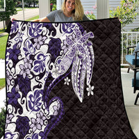 Monstera Plumeria Flowers Purple Quilt Polynesian Pattern