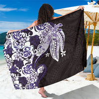 Monstera Plumeria Flowers Purple Sarong Polynesian Pattern