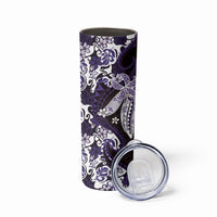 Monstera Plumeria Flowers Purple Skinny Tumbler Polynesian Pattern