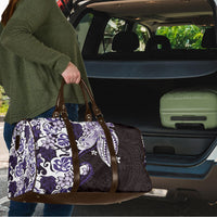 Monstera Plumeria Flowers Purple Travel Bag Polynesian Pattern
