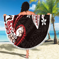 Monstera Plumeria Flowers Red Beach Blanket Polynesian Pattern