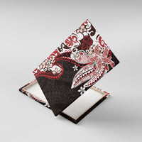 Monstera Plumeria Flowers Red Canvas Wall Art Polynesian Pattern