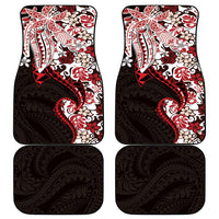 Monstera Plumeria Flowers Red Car Mats Polynesian Pattern