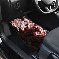 Monstera Plumeria Flowers Red Car Mats Polynesian Pattern