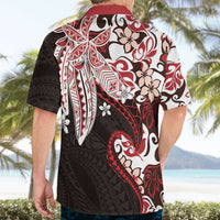 Monstera Plumeria Flowers Red Hawaiian Shirt Polynesian Pattern
