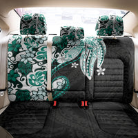Monstera Plumeria Flowers Teal Back Car Seat Cover Polynesian Pattern