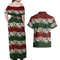 Hawaiian Hibiscus Christmas Color Couples Matching Off Shoulder Maxi Dress and Hawaiian Shirt Unique LT01 - Polynesian Pride