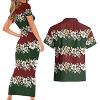 Hawaiian Hibiscus Christmas Color Couples Matching Short Sleeve Bodycon Dress and Hawaiian Shirt Unique LT01 - Polynesian Pride