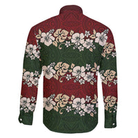 Hawaiian Hibiscus Christmas Color Family Matching Long Sleeve Bodycon Dress and Hawaiian Shirt Unique