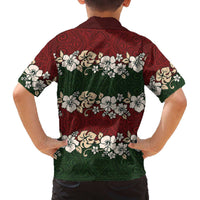 Hawaiian Hibiscus Christmas Color Family Matching Off The Shoulder Long Sleeve Dress and Hawaiian Shirt Unique LT01 - Polynesian Pride