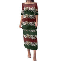 Hawaiian Hibiscus Christmas Color Family Matching Puletasi and Hawaiian Shirt Unique LT01 Mom's Dress Red - Polynesian Pride