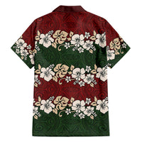Hawaiian Hibiscus Christmas Color Family Matching Short Sleeve Bodycon Dress and Hawaiian Shirt Unique