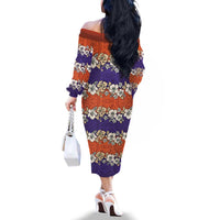 Hawaiian Hibiscus Family Matching Off The Shoulder Long Sleeve Dress and Hawaiian Shirt Orange and Purple Unique LT01 - Polynesian Pride