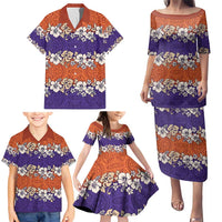 Hawaiian Hibiscus Family Matching Puletasi and Hawaiian Shirt Orange and Purple Unique LT01 - Polynesian Pride