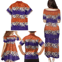 Hawaiian Hibiscus Family Matching Puletasi and Hawaiian Shirt Orange and Purple Unique LT01 - Polynesian Pride