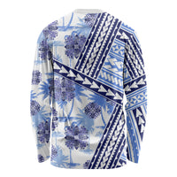 Hawaii Quilt Long Sleeve Shirt Kakau Polynesian Pattern Blue Version LT01 - Polynesian Pride